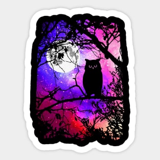 Owl Moon with Night Sky Stars Sticker